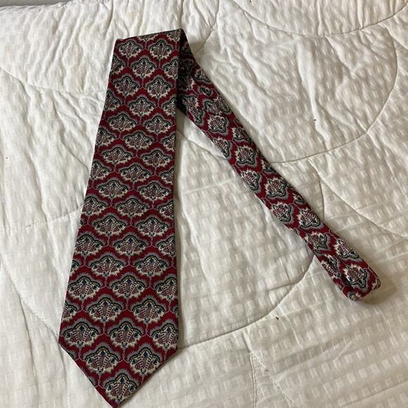 Christian Dior Monsieur Silk Tie Vintage Red Print - Picture 2 of 12